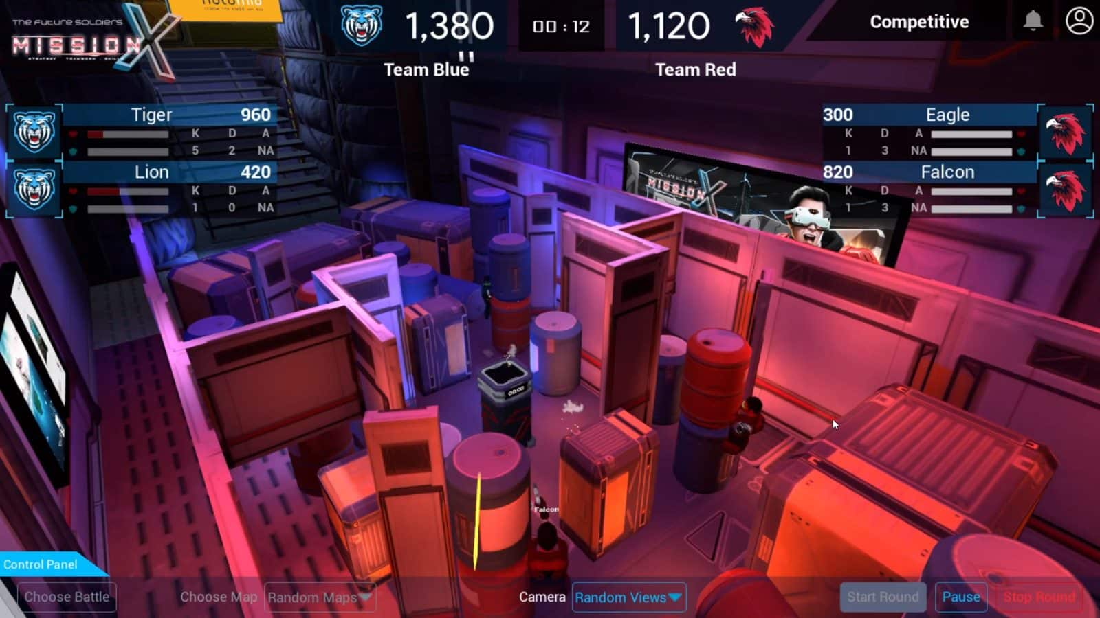 Een ruimteschip vol kisten in de VR-game Mission X